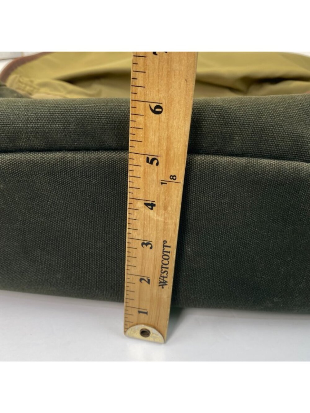Vintage Orvis Battenkill Duffle Bag Green Canvas and Leather Large - Picture 7 of 15